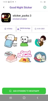 Animated Good Night stickers android App screenshot 0