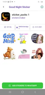 Animated Good Night stickers android App screenshot 1